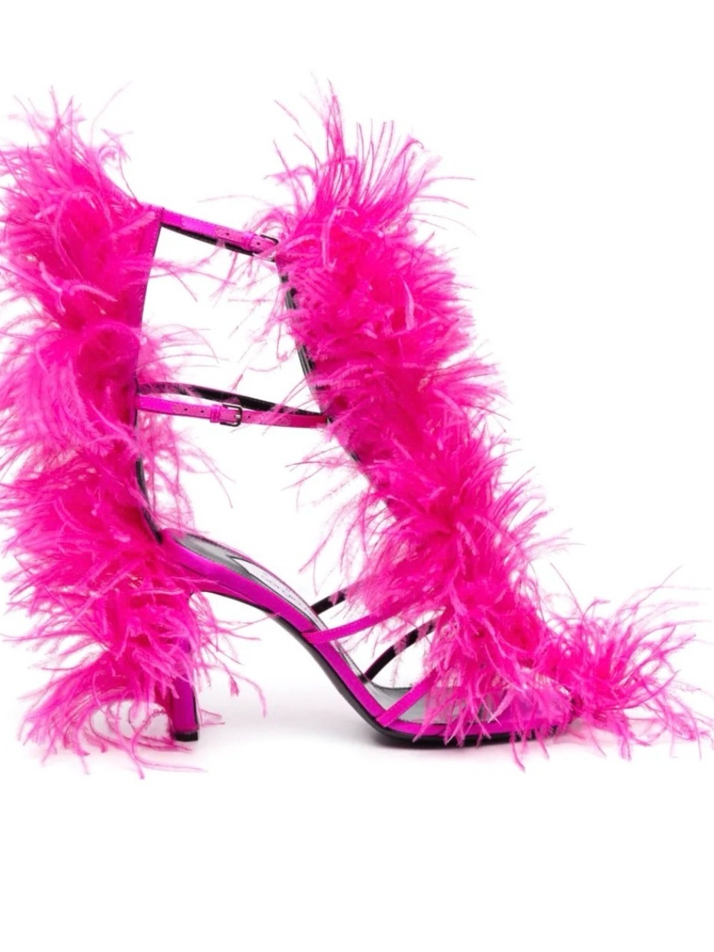 Sergio Rossi Hot Pink Feather Strap Sandal US 8